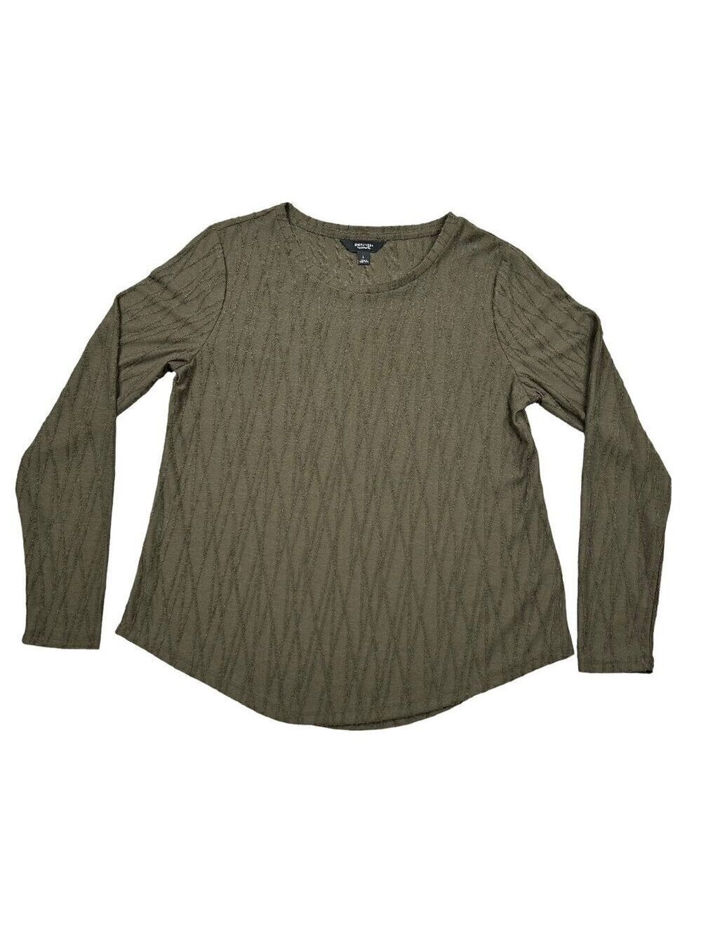 Simply Vera New Olive Green Long Sleeve Textured Top Size L